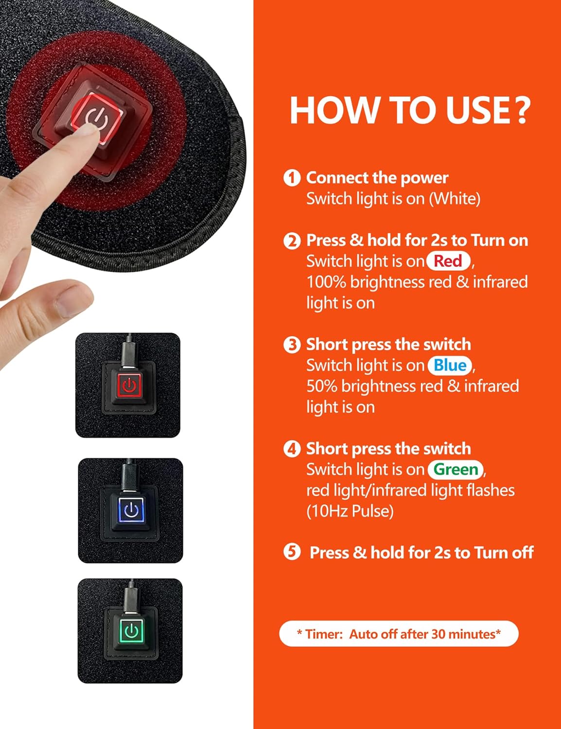 Red Light Therapy Infrared Heating Band for Pain Relief and Sports Sprain