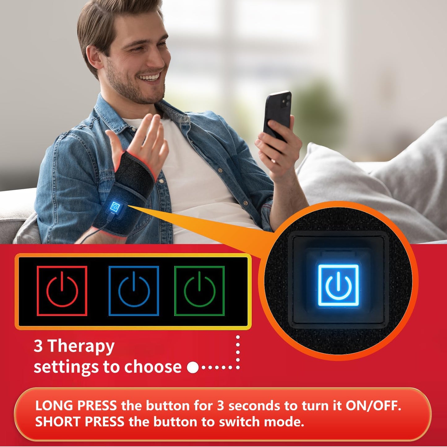 Red Light Therapy Infrared Heating Band for Pain Relief and Sports Sprain